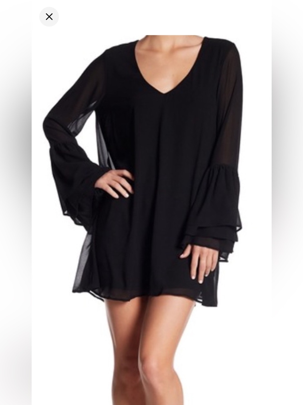 Show Me Your MuMu Black V-Neck Tiered Ruffle Sleeve Mini Dress